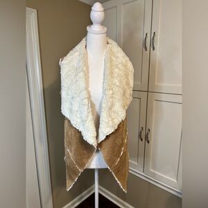 Super Soft Fur Lined Suede Vest with Hidden Pockets Size S
